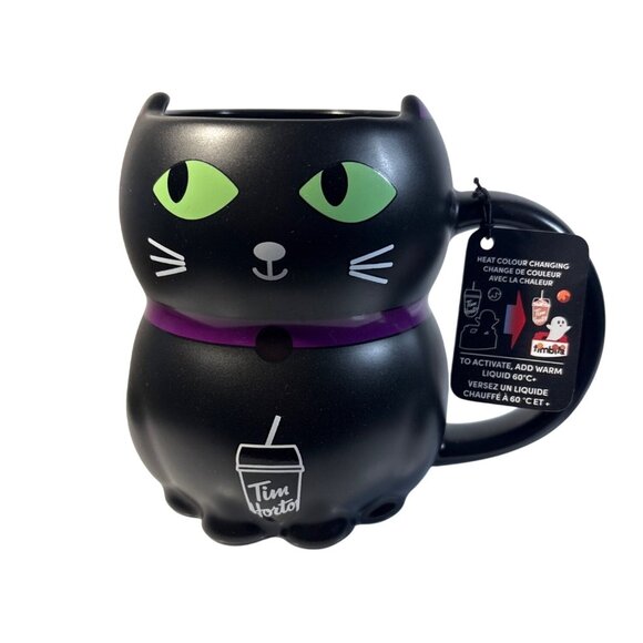 Tim Hortons Halloween Mug Black Cat Heat Activated Color Changing Mug 2025 - Picture 1 of 6